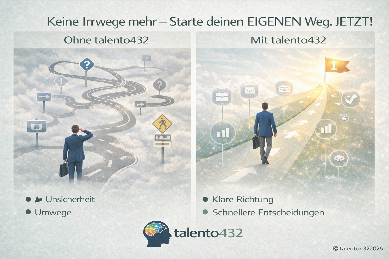Vergleich zwischen Weg ohne talento432 und Weg mit talento432